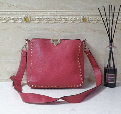 Valentino Studs Pink Leather Bag - LuxyBrand