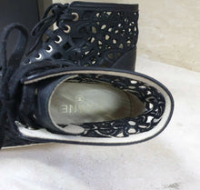 Load image into Gallery viewer, Chanel Black Cut Out Perforated Flowers Leather High Top Sneakers Sz.39 - LuxyBrand
