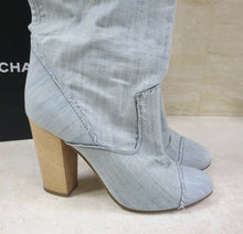 Load image into Gallery viewer, Chanel CC Logo Blue Denim Summer Boots Size 39 - LuxyBrand
