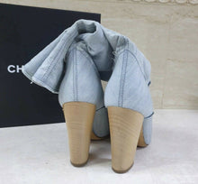 Load image into Gallery viewer, Chanel CC Logo Blue Denim Summer Boots Size 39 - LuxyBrand
