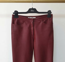 Load image into Gallery viewer, Christian Dior Burgundy Leather Skinny Pants Leggings Sz.36 - LuxyBrand
