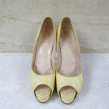 Load image into Gallery viewer, Christian Louboutin Yellow Python Leather Open Toe Heels Shoes Sz.39 - LuxyBrand
