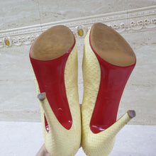 Load image into Gallery viewer, Christian Louboutin Yellow Python Leather Open Toe Heels Shoes Sz.39 - LuxyBrand
