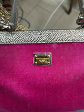 Load image into Gallery viewer, Dolce &amp; Gabbana pink velvet crystal embellished sicily bag - LuxyBrand
