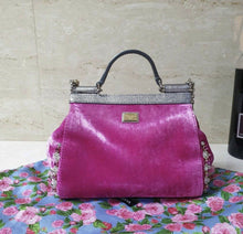 Load image into Gallery viewer, Dolce &amp; Gabbana pink velvet crystal embellished sicily bag - LuxyBrand
