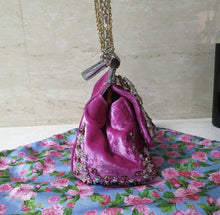 Load image into Gallery viewer, Dolce &amp; Gabbana pink velvet crystal embellished sicily bag - LuxyBrand
