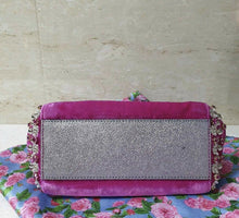 Load image into Gallery viewer, Dolce &amp; Gabbana pink velvet crystal embellished sicily bag - LuxyBrand
