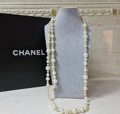 Chanel Chanel 10a Faux Pearl Cc Logo Belt Necklace - LuxyBrand