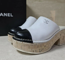 Load image into Gallery viewer, Chanel CC Logo Leather  Sandals Clogs Size 38,5 - LuxyBrand
