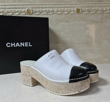 Load image into Gallery viewer, Chanel CC Logo Leather  Sandals Clogs Size 38,5 - LuxyBrand
