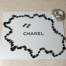 Load image into Gallery viewer, Chanel CC Black pearl Necklace and Earrings Set - LuxyBrand
