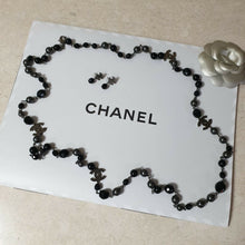 Load image into Gallery viewer, Chanel CC Black pearl Necklace and Earrings Set - LuxyBrand
