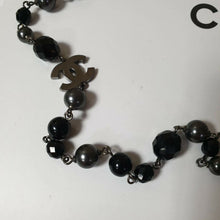 Load image into Gallery viewer, Chanel CC Black pearl Necklace and Earrings Set - LuxyBrand
