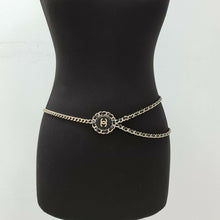 Load image into Gallery viewer, Chanel B16 Interwoven Leather Chain CC Logo Necklace/Belt - LuxyBrand
