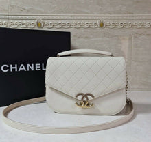 Load image into Gallery viewer, Chanel Grained Flap Bag with Top Handle New 2018 Ivory  Calfskin Tote - LuxyBrand
