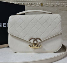 Load image into Gallery viewer, Chanel Grained Flap Bag with Top Handle New 2018 Ivory  Calfskin Tote - LuxyBrand
