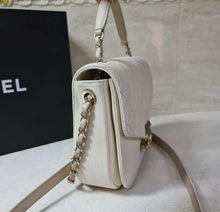 Load image into Gallery viewer, Chanel Grained Flap Bag with Top Handle New 2018 Ivory  Calfskin Tote - LuxyBrand
