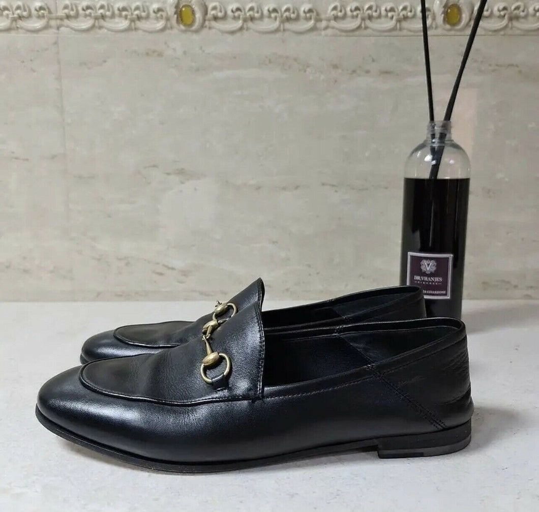 Gucci Jordaan Black Leather Horsebit Loafers EU 39,5 US 9,5 - LuxyBrand