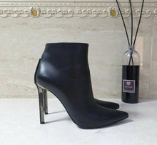 Load image into Gallery viewer, Tom Ford Metal Heels Black Leather Booties Sz. 37 - LuxyBrand
