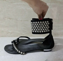 Load image into Gallery viewer, Balmain x Giuseppe Zanotti Studded Black Sandals Sz.39 - LuxyBrand
