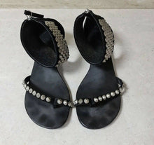 Load image into Gallery viewer, Balmain x Giuseppe Zanotti Studded Black Sandals Sz.39 - LuxyBrand
