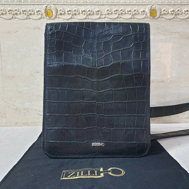 Zilli Black Alligator Messenger Bag - LuxyBrand