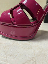 Load image into Gallery viewer, Yves Saint Laurent Tribute Pink Patent Sandals Heels Sz 38,5 - LuxyBrand
