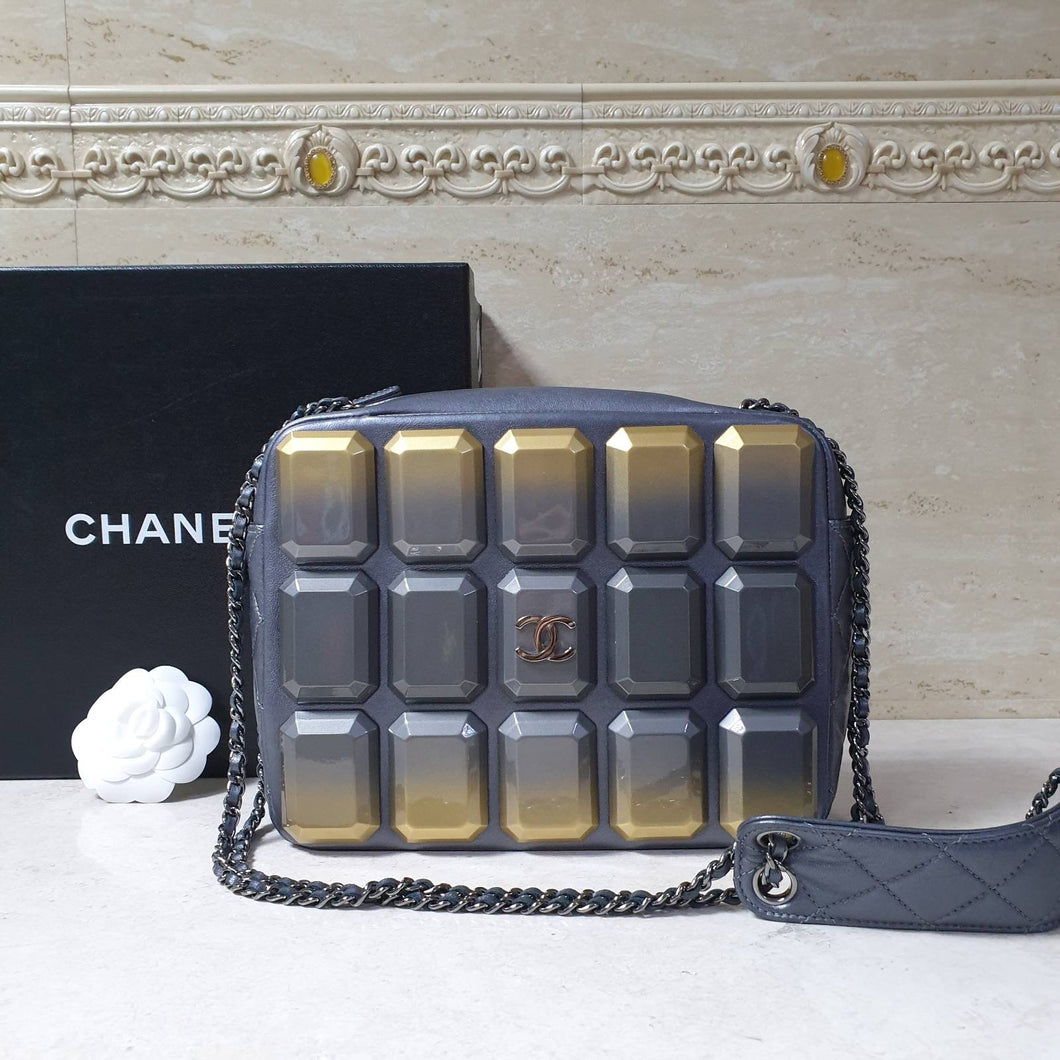 Chanel Pewter Evening Art Flap Camera Bag - LuxyBrand