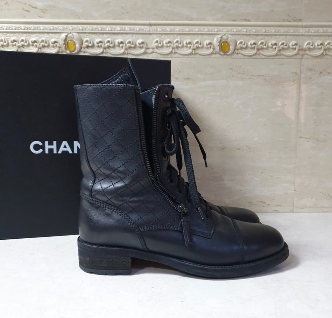 Chanel Quilted Combat Boots