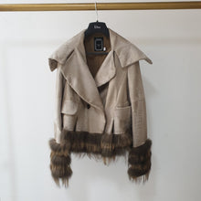 Load image into Gallery viewer, Christian Dior Beige Fox Trimmed Leather Jacket
